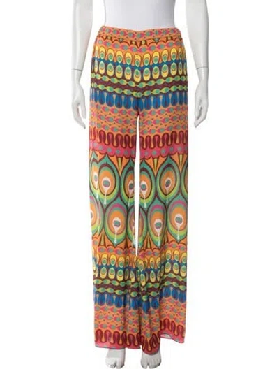 Pre-owned Alexis Patterned Wide Leg Pants In Orange
