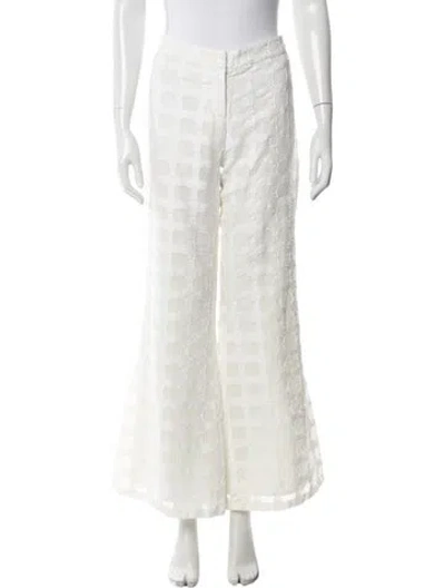 Pre-owned Alexis Patterned Wide Leg Pants In White