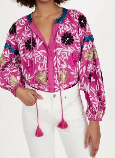 Alexis Paulaine Blouse In Aurora Pink