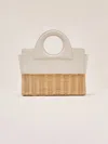 Alexis Penelope Petite Rattan Tote Blanc In Blanc