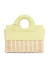 Alexis Penelope Petite Rattan Bag In Pale Yellow