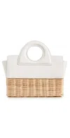 Alexis Penelope Petite Rattan Tote Blanc In Blanc