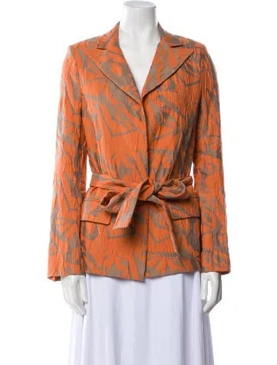 Pre-owned Alexis Plaid Print Blazer In Orange