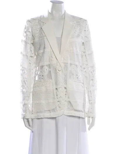 Pre-owned Alexis Plaid Print Blazer In White