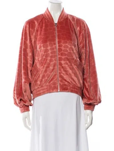 Pre-owned Alexis Plaid Print Bomber Jacket In Red