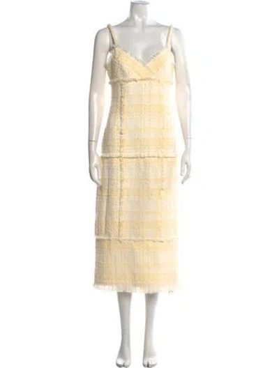 Pre-owned Alexis Plaid Print Midi Length Dress W/ Tags In Neutrals