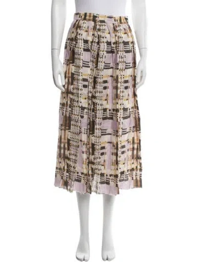 Pre-owned Alexis Plaid Print Midi Length Skirt In Neutrals