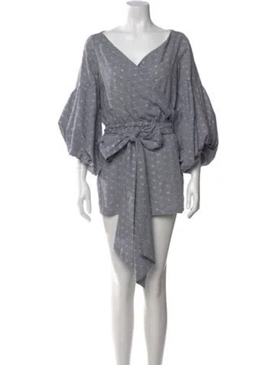 Pre-owned Alexis Plaid Print Mini Dress In Blue