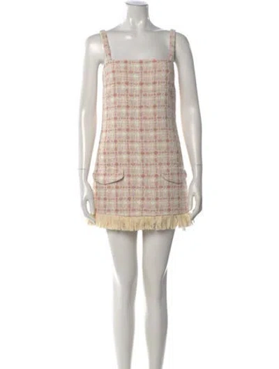 Pre-owned Alexis Plaid Print Mini Dress In Neutral