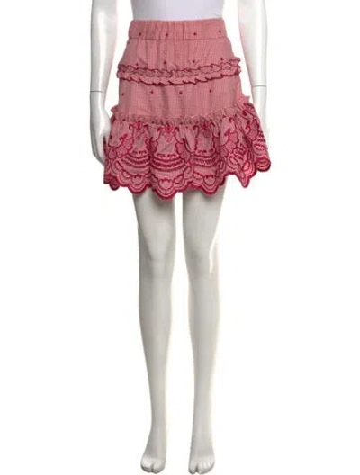 Pre-owned Alexis Plaid Print Mini Skirt In Red