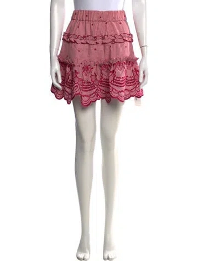 Pre-owned Alexis Plaid Print Mini Skirt In Red
