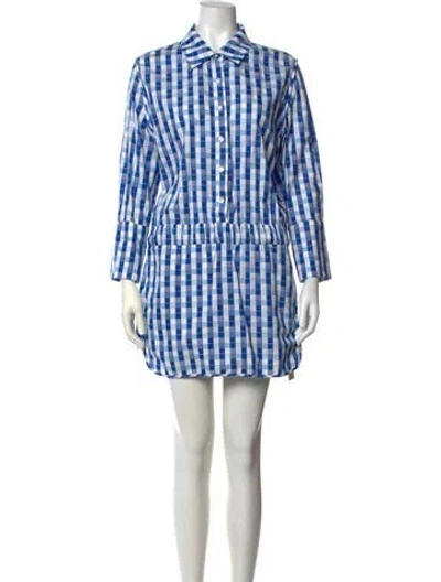 Pre-owned Alexis Plaid Print Romper In Blue