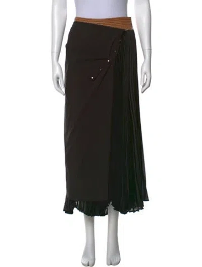 Pre-owned Alexis Pleated Accents Midi Length Skirt In Black