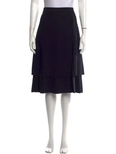 Pre-owned Alexis Pleated Accents Midi Length Skirt In Black