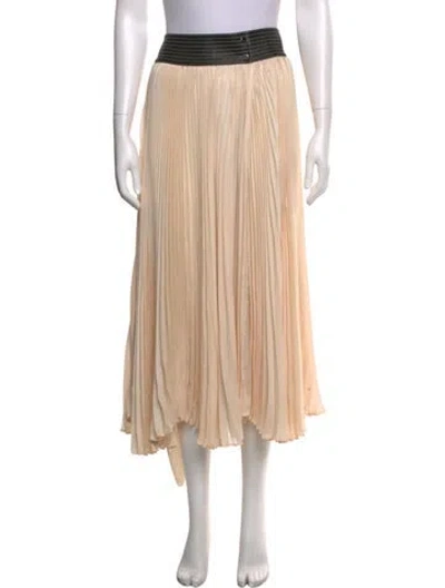 Pre-owned Alexis Pleated Accents Midi Length Skirt In Neutrals