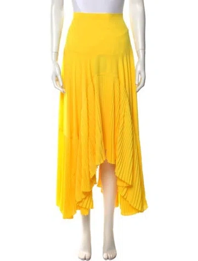 Pre-owned Alexis Pleated Accents Midi Length Skirt In Yellow