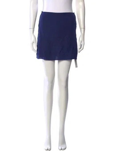 Pre-owned Alexis Pleated Accents Mini Skirt In Blue