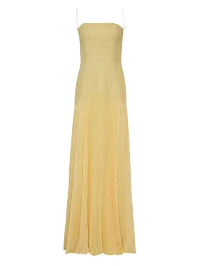 Alexis Pleated Bodice Dress In Yellow
