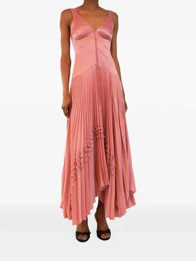 Pre-owned Alexis Pleated Sleeveless Maxi Dress In Pink