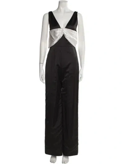 Pre-owned Alexis Plunge Neckline Jumpsuit In Black