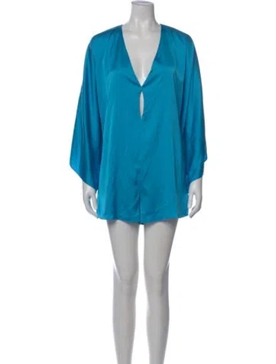 Pre-owned Alexis Plunge Neckline Jumpsuit In Blue