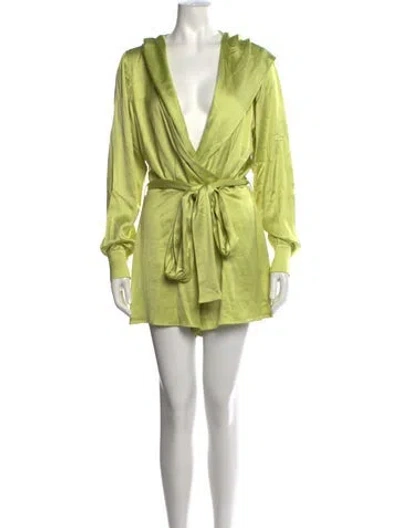 Pre-owned Alexis Plunge Neckline Jumpsuit In Green