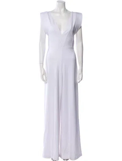Pre-owned Alexis Plunge Neckline Jumpsuit In White