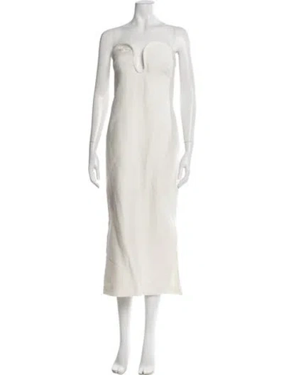 Pre-owned Alexis Plunge Neckline Midi Length Dress In Neutral