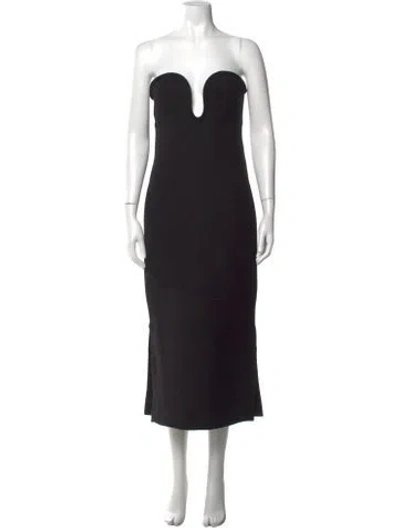 Pre-owned Alexis Plunge Neckline Midi Length Dress W/ Tags In Black