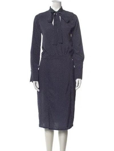 Pre-owned Alexis Polka Dot Print Knee-length Dress In Blue