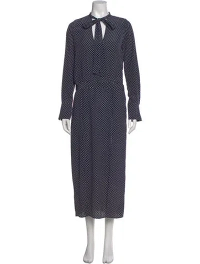 Pre-owned Alexis Polka Dot Print Long Dress In Blue
