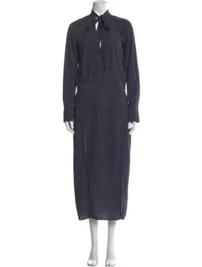 Pre-owned Alexis Polka Dot Print Long Dress In Blue