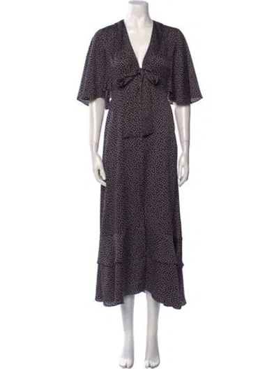 Pre-owned Alexis Polka Dot Print Long Dress In Blue