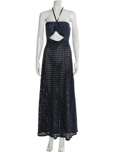 Pre-owned Alexis Polka Dot Print Long Dress In Blue
