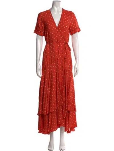 Pre-owned Alexis Polka Dot Print Long Dress In Orange
