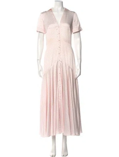 Pre-owned Alexis Polka Dot Print Long Dress In White