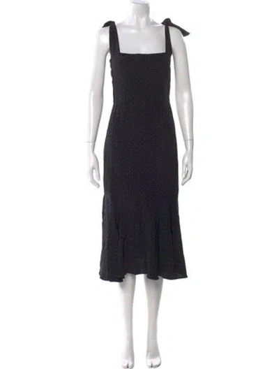 Pre-owned Alexis Polka Dot Print Midi Length Dress In Black