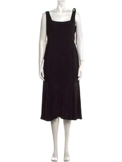 Pre-owned Alexis Polka Dot Print Midi Length Dress In Black