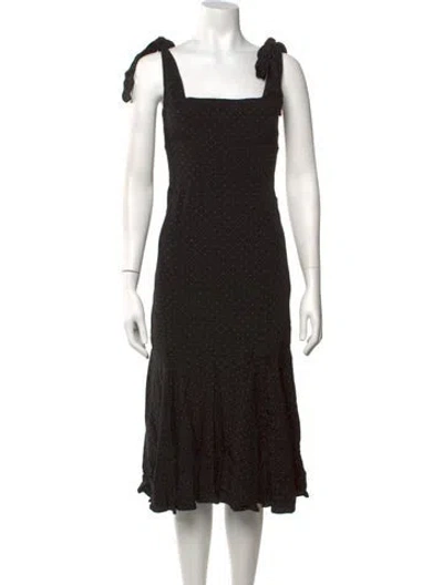 Pre-owned Alexis Polka Dot Print Midi Length Dress In Black