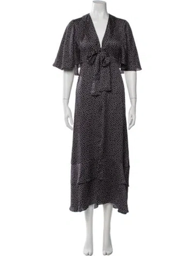 Pre-owned Alexis Polka Dot Print Midi Length Dress In Neutral
