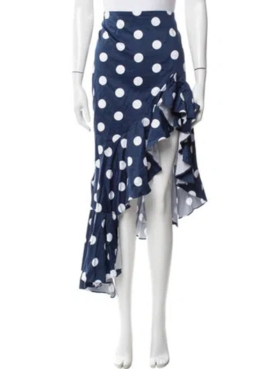 Pre-owned Alexis Polka Dot Print Midi Length Skirt In Blue