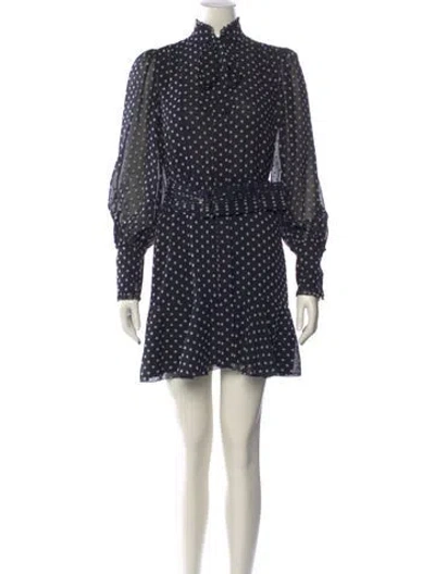 Pre-owned Alexis Polka Dot Print Mini Dress In Black