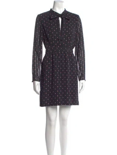 Pre-owned Alexis Polka Dot Print Mini Dress In Black