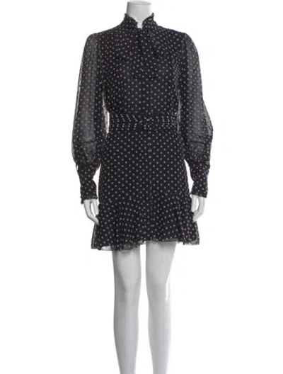 Pre-owned Alexis Polka Dot Print Mini Dress In Black