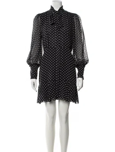 Pre-owned Alexis Polka Dot Print Mini Dress In Black
