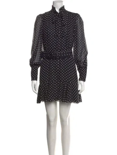 Pre-owned Alexis Polka Dot Print Mini Dress In Black