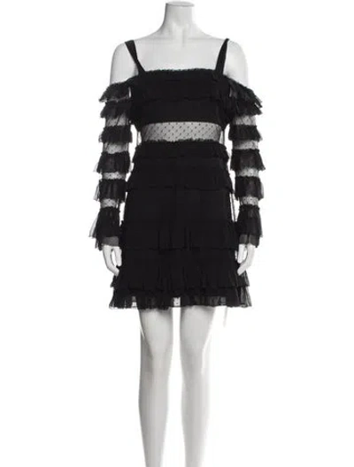 Pre-owned Alexis Polka Dot Print Mini Dress In Black