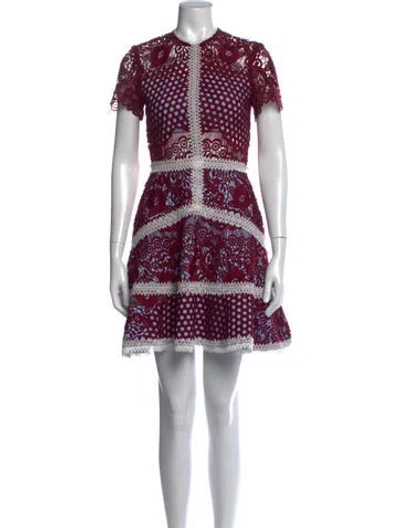 Pre-owned Alexis Polka Dot Print Mini Dress In Burgundy