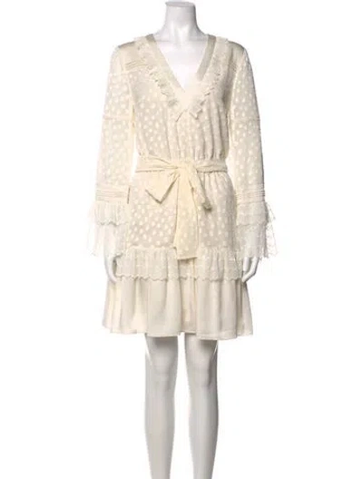 Pre-owned Alexis Polka Dot Print Mini Dress In Neutrals
