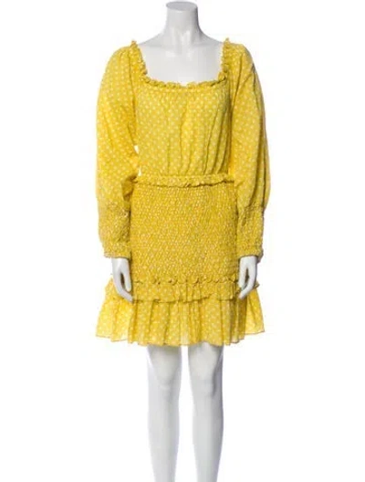 Pre-owned Alexis Polka Dot Print Mini Dress In Yellow